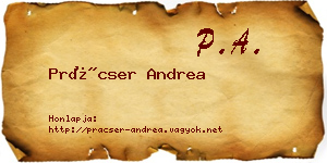 Prácser Andrea névjegykártya